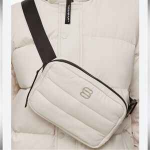 White aritzia super puff Crossbody Bag/fanny pack